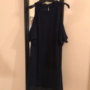 Zara navy blue cold shoulder dress